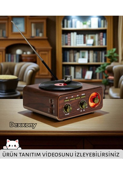Dcx-11 Özel Tasarım Ahşap Görünümlü Retro Vintage Nostaljik Radyo & Bluetootlu Mini Fm Radyo