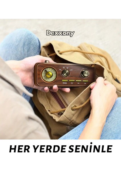 Dcx-11 Özel Tasarım Ahşap Görünümlü Retro Vintage Nostaljik Radyo & Bluetootlu Mini Fm Radyo