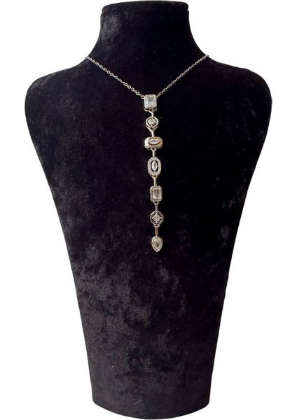 Yedi Element Taşlı Çelik Y Kolye