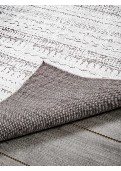 Iskandinav Desenli Beyaz Gri Yıkanabilir Kaymaz Taban Kadife Yolluk Halı indirimleri