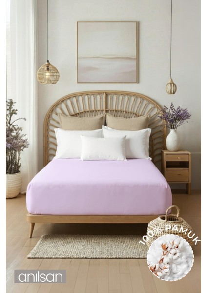 Düz Lila Lastikli Ranforce Çarşaf %100 Pamuk Tek/Çift Kişilik Ev, Otel Çarşafı