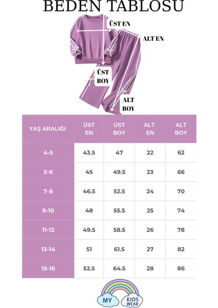 Kız Çocuk Çift Şerit Kurdele Eşofman Takımı 4-16 Yaş 12204 fiyatları