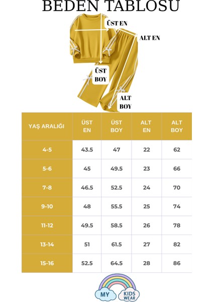 Kız Çocuk Çift Şerit Kurdele Eşofman Takımı 4-16 Yaş 12202 fiyatları