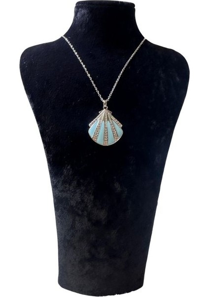 Mineli ve Taşlı Midye Model Çelik Kolye