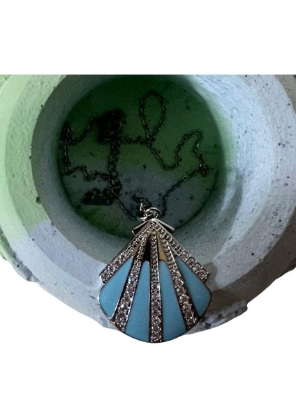 Mineli ve Taşlı Midye Model Çelik Kolye modelleri