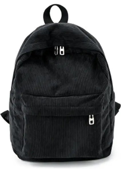 Kadife Sırt Çantası Moda Kadın Okul Saf Renkli Omuz Çantası Genç Kız Çantalar Kadın Mochila Çanta Paket Renk: Siyah/boyut: 34CMX25CMX12CM (Yurt Dışından)