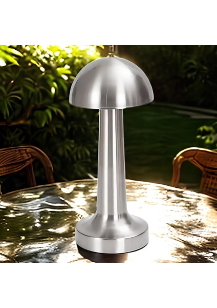 Mantar Model Silver Renk Şarjlı Dokunmatik 3 Renkli LED Masa Lambası fırsatları