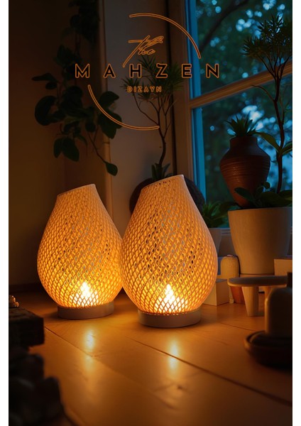 Özel Tasarım Tealight Aydınlatmalı Dekoratif Obje Ikili Set / Gerçek Bambu/meşe Katkılı fiyatları