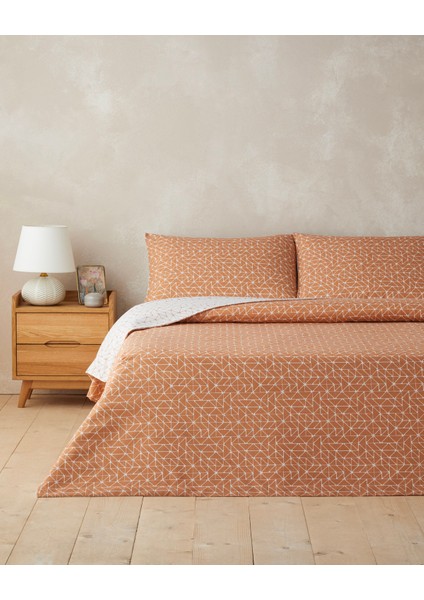 Trio Shape Kolay Ütülenir Tek Kişilik Nevresim Takımı 160X220 cm Turuncu