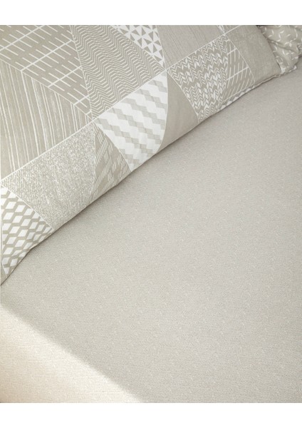 Trio Patch Kolay Ütülenir Tek Kişilik Nevresim Takımı 160X220 cm Bej