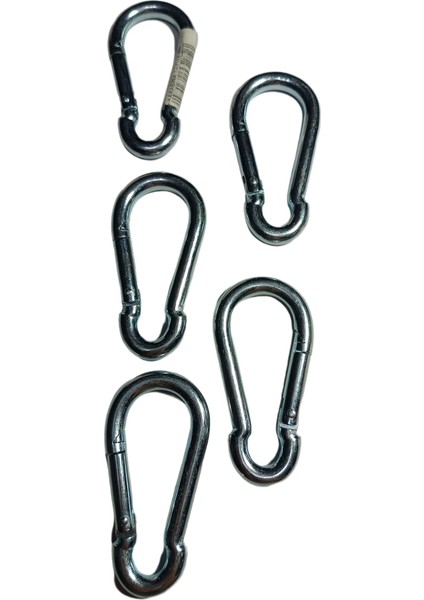 8 cm Metal Yaylı 5’li Karabina Seti Çelik Klips Kanca Kamp Outdoor Hamak ve Çadır Için