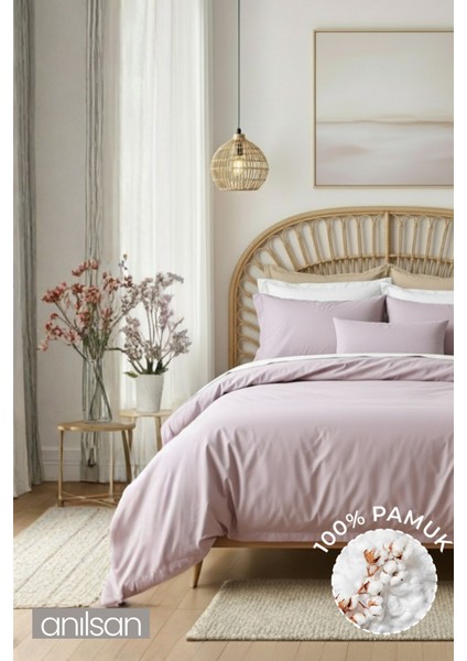 Düz Lila Tek Kişilik Lastikli Çarşaf Düğmeli Ranforce Nevresim Takım %100 Pamuk 1 Adet Yastık Kılıf, modelleri