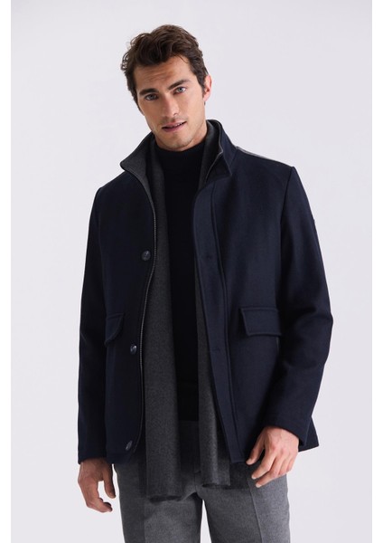 Lacivert Regular Fit Yan Cep Erkek Kaban indirimleri