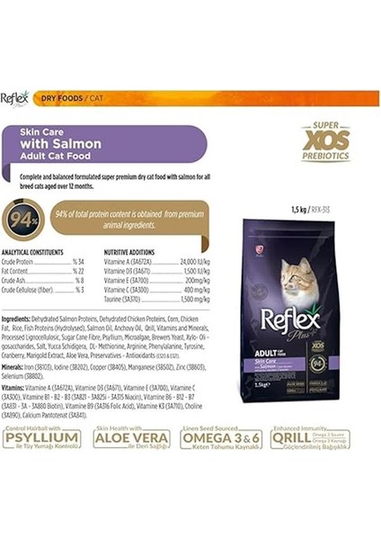 Plus Skin Care Deri ve Tüy Bakımı Somonlu Yetişkin Kedi Maması 1,5 kg fırsatları