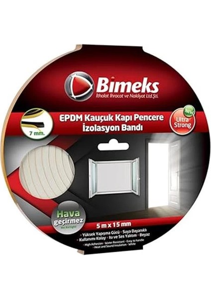 Epdm Kauçuk Kapı Pencere Bandı 7MMX15MMX5MT Beyaz 1008004