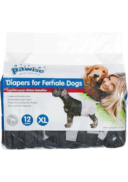 Pawise Köpek Alt Bağlama Bezi Xl Boy Siyah 12 Adet
