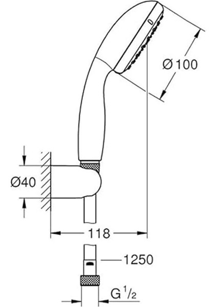 Vitalio Start 100 El Duşu Seti, 1 Akışlı, Düşmeye Dayanıklı, Su Tasarruflu, Kireç Önleyici