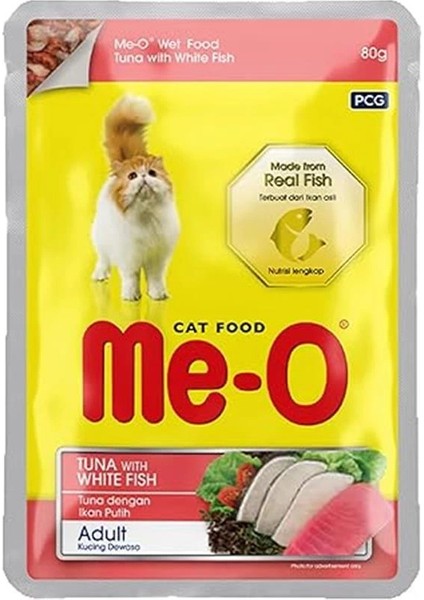 Me-O Adult Jöle Içerisinde Ton Balık ve Beyaz Balıklı Yetişkin Kedi Konservesi 80 gr modelleri