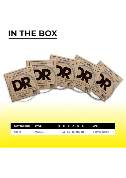 PB545 45-125 Orta Boy Set El Yapımı Saf Mavi Kaplamalı 5 Telli Bas Telleri Pb5-45 fırsatları