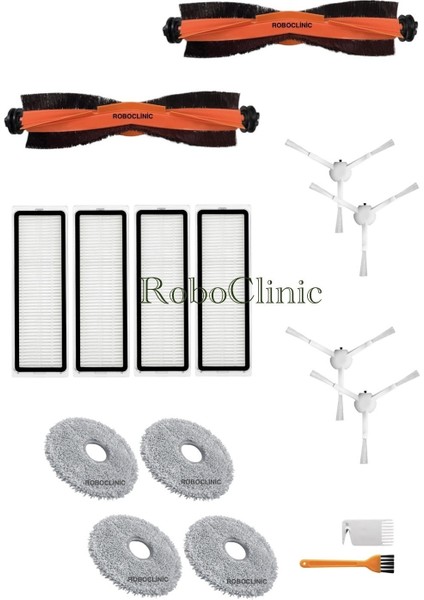 Xiaomi Robot Vacuum X10+ (Plus) / X20+ (Plus) Robot Süpürge Uyumlu Yedek Fırça, Hepa Filtre, Mop - 16 Parça