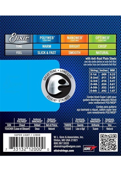 09-42 Polyweb Super Light Elektro Gitar Teli 12000