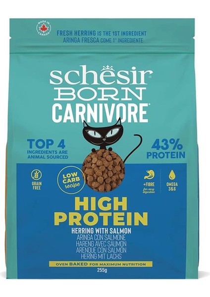 Born Carnivore Somonlu ve Ringa Balıklı Yetişkin Kedi Maması 255G