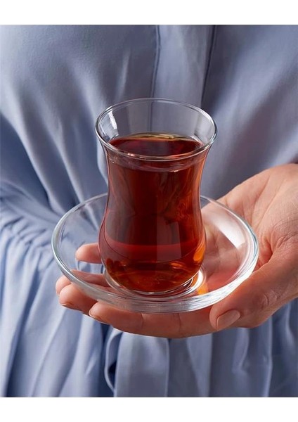 Üsküdar 6'lı Çay Bardak Seti | Özel Hediye Kutusunda | 6 Adet Bardak + 6 Adet Tabak | fırsatları