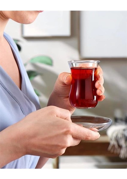 Üsküdar 6'lı Çay Bardak Seti | Özel Hediye Kutusunda | 6 Adet Bardak + 6 Adet Tabak | indirimleri