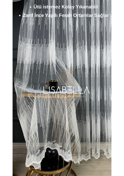 Linea Broderia Tül (1x2.5 Orta Pile Dikişli) Ütü Istemez