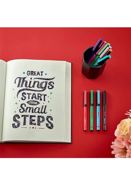 Fineliner, Ince Keçe Uçlu Kalem 0.4 Mm, 4'lü Paket, Canlı Renkler modelleri