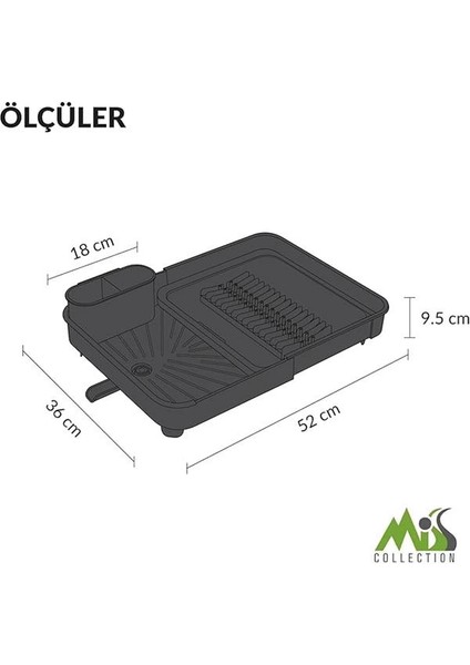 Açılır Kapanır Bulaşıklık Tabaklık, 40.4 x 32 x 8.6 Cm, Plastik, Antrasit indirimleri