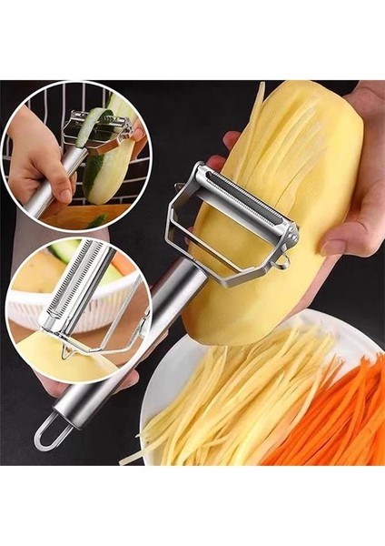 Sebze Soyucu Julienne Soyucu Sebze Soyucu Çift Bıçaklı Paslanmaz Çelik Kesici Temizleme Fırçalı fiyatları