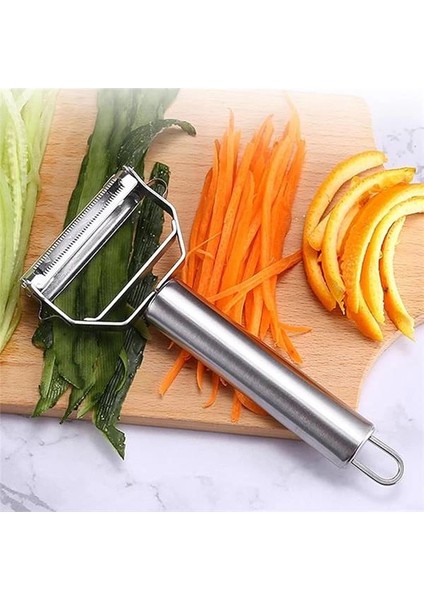 Sebze Soyucu Julienne Soyucu Sebze Soyucu Çift Bıçaklı Paslanmaz Çelik Kesici Temizleme Fırçalı modelleri