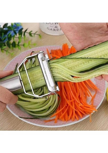 Sebze Soyucu Julienne Soyucu Sebze Soyucu Çift Bıçaklı Paslanmaz Çelik Kesici Temizleme Fırçalı fırsatları