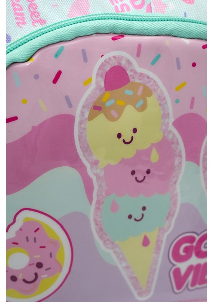 Pembe Dondurma Desenli Kız Çocuk Okul Çanta Seti (3 Parça)