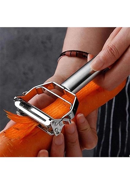 Sebze Soyucu Julienne Soyucu Sebze Soyucu Çift Bıçaklı Paslanmaz Çelik Kesici Temizleme Fırçalı