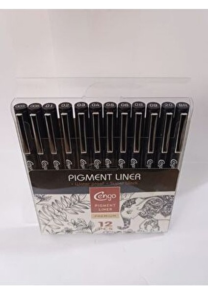 Pigment Marker Teknik Çizim Kalemi Suya Dayanıklı 12'li Siyah Set Premium Kalite fiyatları