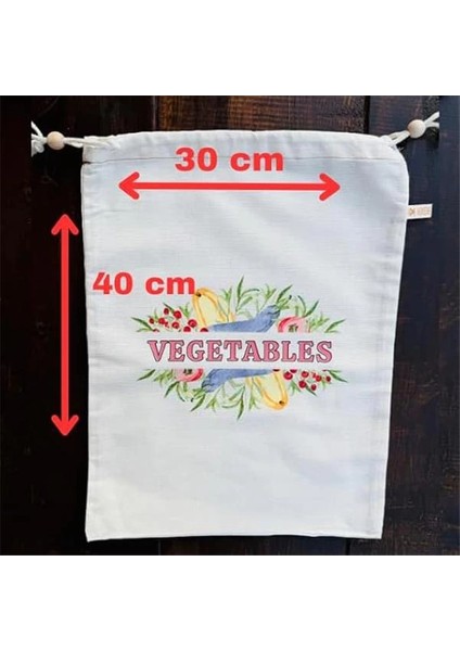 Baskılı Çok Amaçlı Bez Kese Kumaş KESE%100 Ham Pamuk (Vegetables, 30X40 Cm) fırsatları