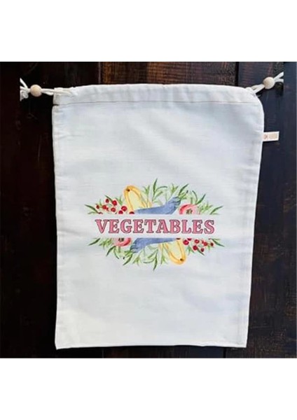 Baskılı Çok Amaçlı Bez Kese Kumaş KESE%100 Ham Pamuk (Vegetables, 30X40 Cm) indirimleri