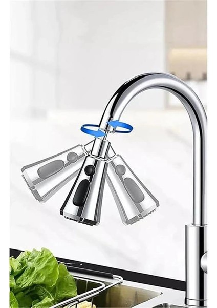 Krom 3 Fonksiyonlu Mutfak Lavabo Başlığı, 720 Derece Döner, Su Tasarruflu, Şık ve Dayanıklı fiyatları