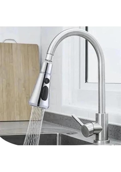 Krom 3 Fonksiyonlu Mutfak Lavabo Başlığı, 720 Derece Döner, Su Tasarruflu, Şık ve Dayanıklı