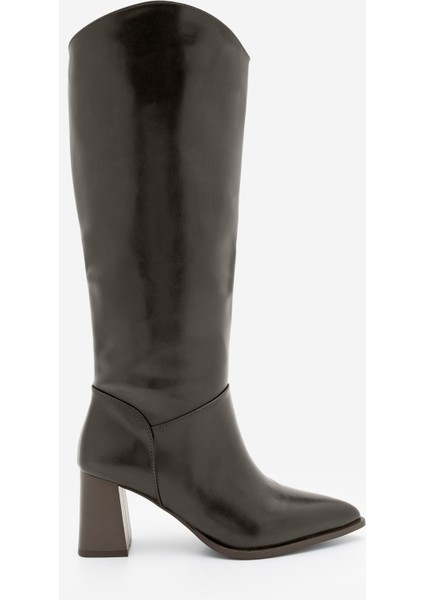 Kadın Sivri Burun Kalın Topuklu Fermuarsız Topuklu Çizme Tines modelleri