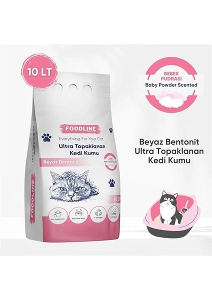 Bebek Pudrası Kokulu Ince Taneli Bentonit Topaklanan Kedi Kumu 10 Lt x 2 Adet fırsatları