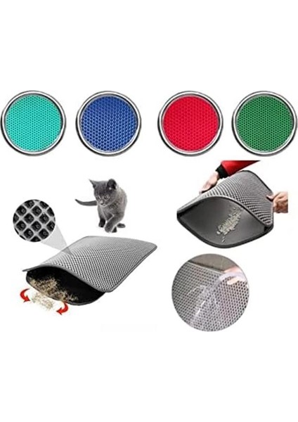 Elekli Kedi Tuvalet Önü Paspası 60 x 45 cm Gri