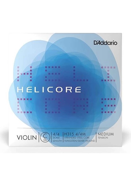 D'addario Helicore 4/4 Boy Keman Ipi - Gümüş Yara C String - H315 4/4m - Sadece C String - Orta