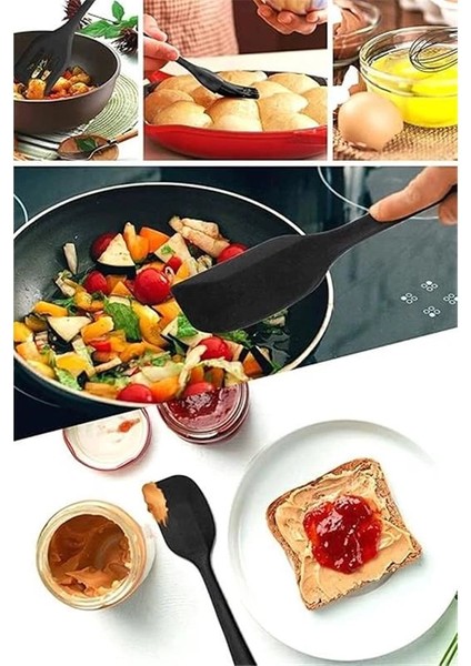 Fugazi Isıya Dayanıklı Yanmaz Yapışmaz Silikon Spatula Seti 5 Parça Siyah fırsatları