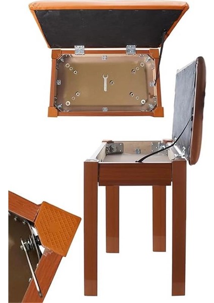 Midex TBX-144OR Üst Kalite Piyano Taburesi Gizli Bölmeli Turuncu Renk (32X54X48) modelleri