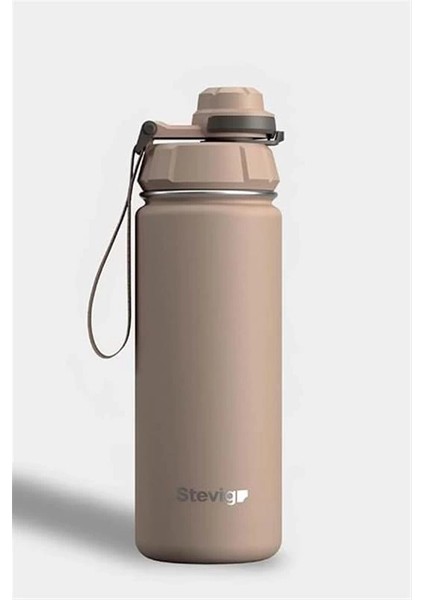 1 Hand Leak-Proof Sızdırmaz Çelik Termos 500 ml Lıght Brown ST-224