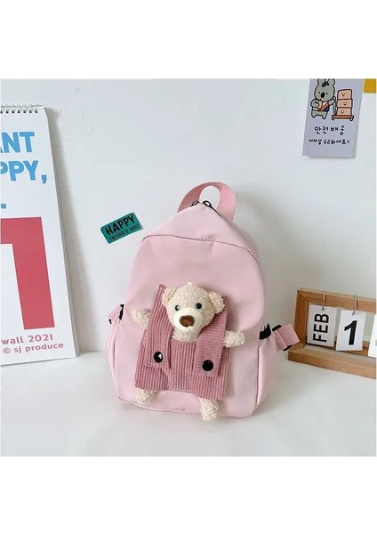 Özel Işlemeli Adı Ayı Backpack - Kızlar Için Sevimli Çocuk Okul Çantası, Hafif Okul Öncesi Sırt Çantası, Renk: Pembe(Yurt Dışından)