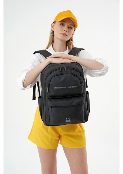 Sırt Çantası Suya Dayanıklı Siyah Çok Gözlü Tasarım 44x30x14 cm